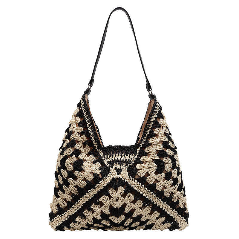 New fashionable and artistic small fresh woven bag for leisure and vacation, versatile large capacity single shoulder beach bag for women