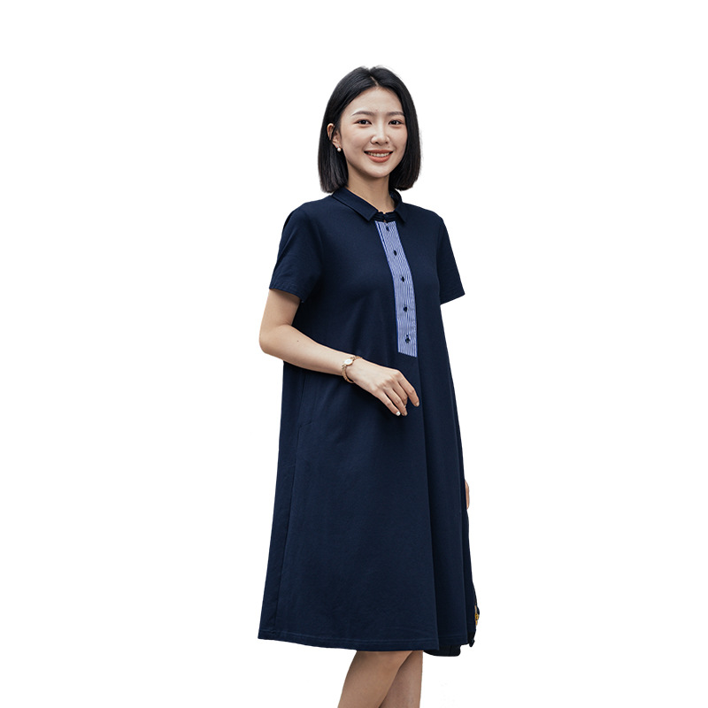 H175 new loose dress for women, large size, polo collar, design, slimming, commuting skirt