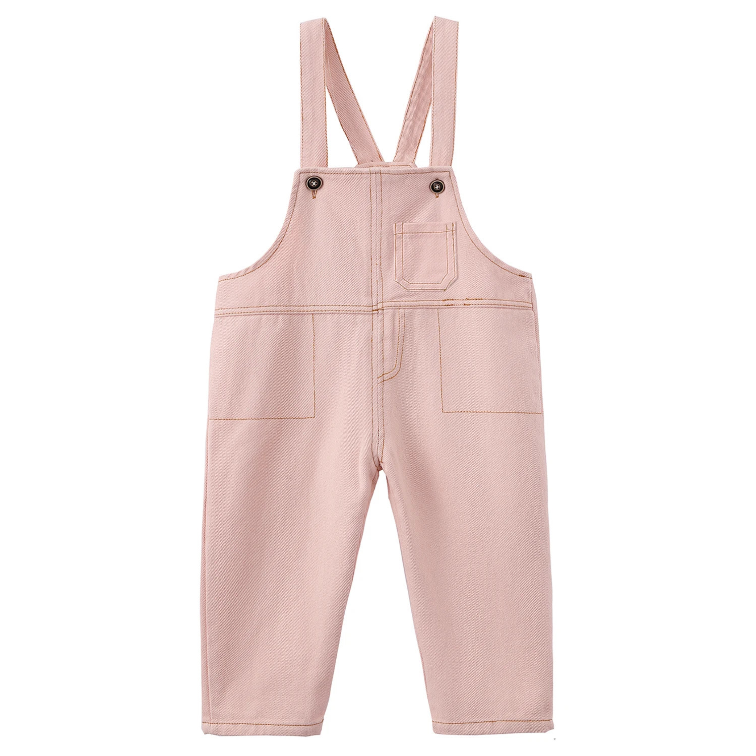 Mudkingdom Toddler Boys Girls Denim Overalls Button Multi-pocket Cotton Plain White Pants for Kids Jean Jumpsuit 1-7 Years 250508