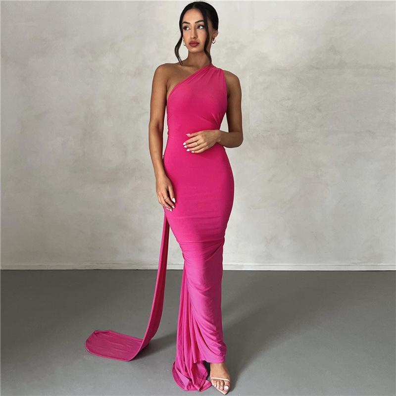Wind 2023 Summer New Womens Sexy Open Back Hanging Neck Wrap Hip Slim Fit Evening Dress Womens Dress