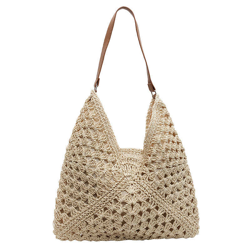 New fashionable and artistic small fresh woven bag for leisure and vacation, versatile large capacity single shoulder beach bag for women