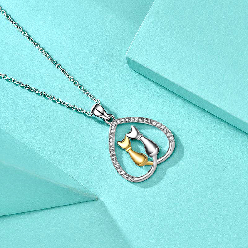Sophisticated Feline Motif 925 SS Heart Shaped Cat Pin | Ideal Gift Item for Feminine Fashionistas