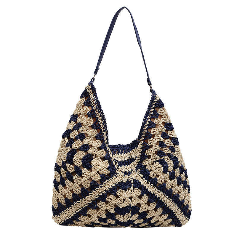 New fashionable and artistic small fresh woven bag for leisure and vacation, versatile large capacity single shoulder beach bag for women