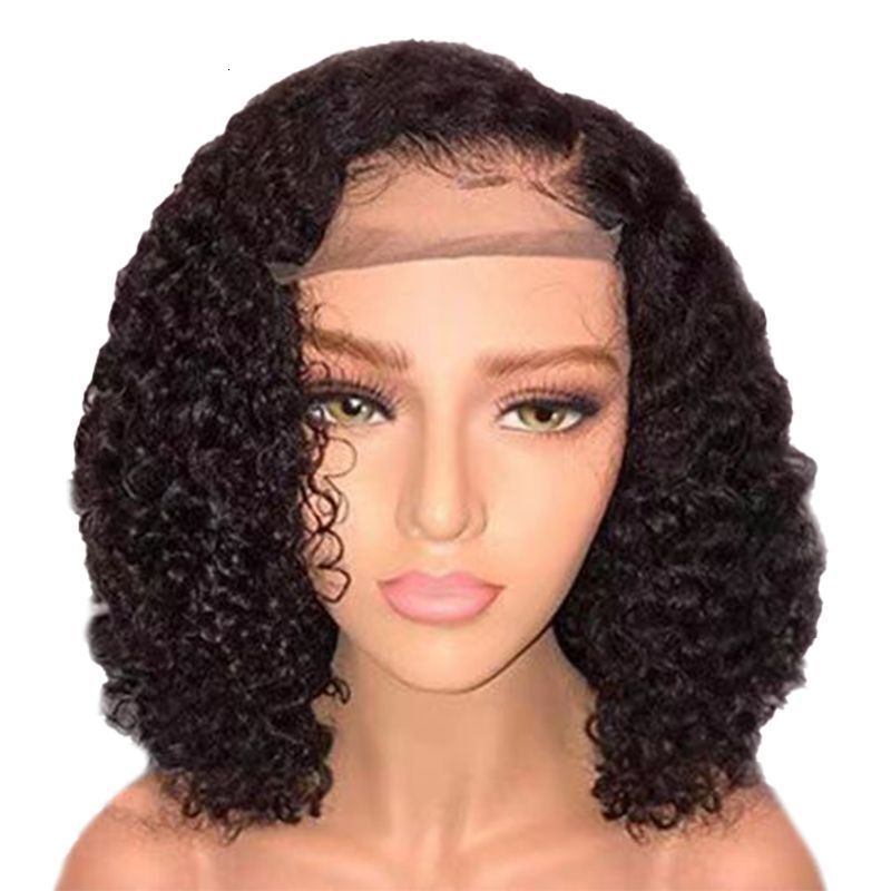 chemical New fiber front lace wig womens short curly hair chemical fiber headgear