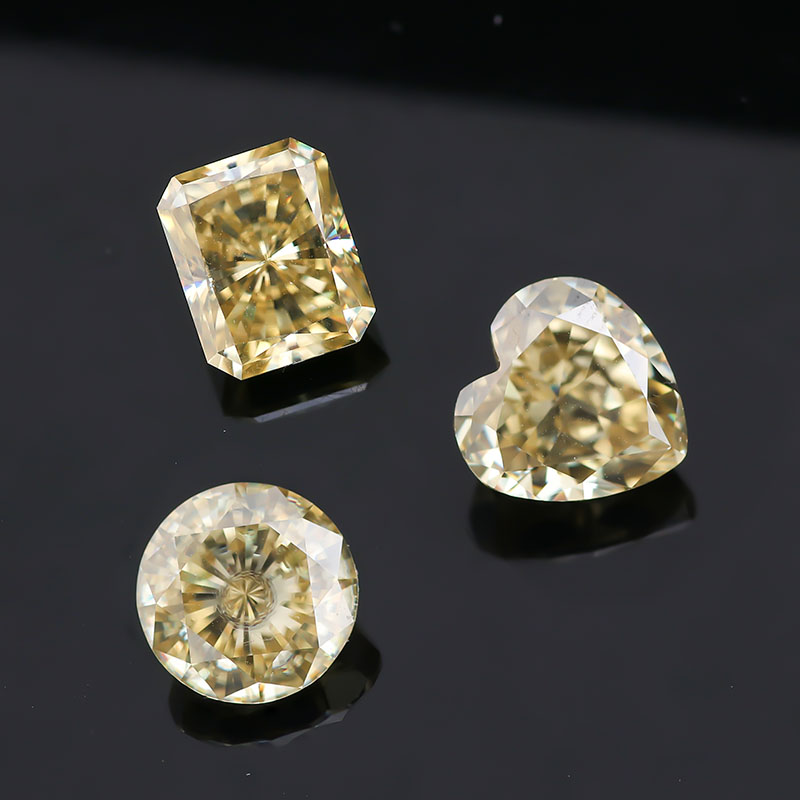 Moissanite Loose Stone 1ct-4ct Yellow Color Excellent Round Radiant Heart Cut Mossant Diamond Gemstone For Jewelry Making With GRA Report