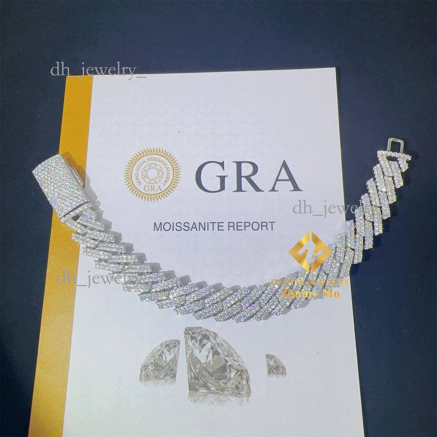 Bulk Stock Best Selling Pass Dia Tester Solid Sier 12mm Two Rows Iced Out Hip Hop VVS1 Moissanite Miami Cuban Link