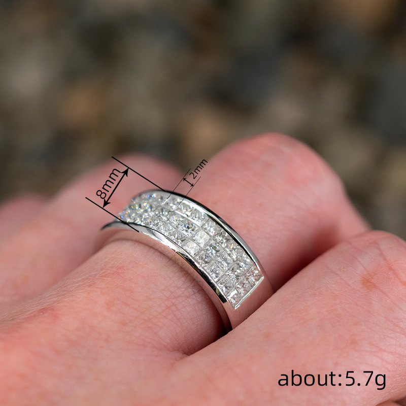 2025 Ins Popular Top Sell Simple Fashion Jewelry 925 Sterling Silver Fill Pave 5A Cubic Zircon CZ Diamond Party Elegant Women Wedding Band Ring Lover 