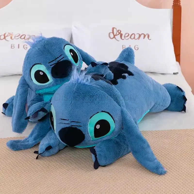 Disney 45/60/80cm Stitch Doll Plush Toys Lilo Stitch Plush Stuffed Doll Soft Pillow Prone Posture Dark/Light Blue Cute Gift Toys Z250508