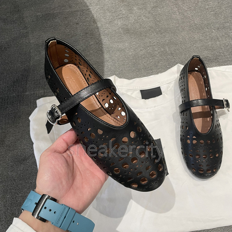 2025 ballet flats heels loafers womens luxury shoes designer spring summer one-line buckle strap shallow mouth cut-outs round toe elegant women dress 