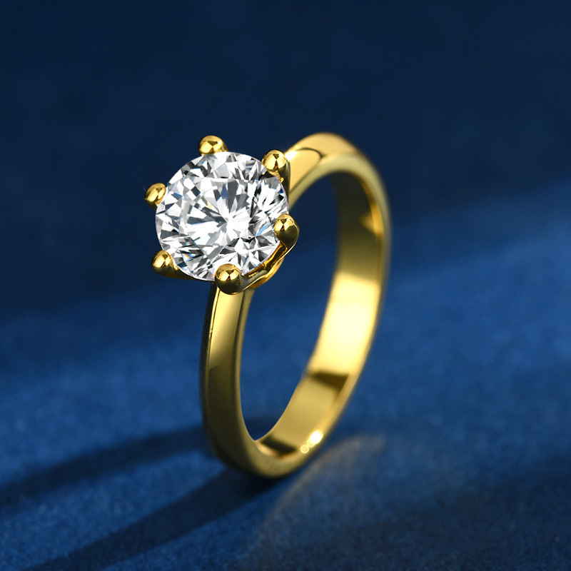 2Ct Drop Ship Wedding Rings Classical Six Claw Simple Fashion Jewelry 925 Sterling Silver 18k Gold Fill Round Lab Moissanite Diamond Party Eternity La