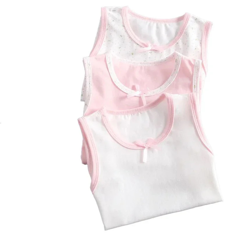 Kids Vest Tank Top Girl Tops Soft Korean Style Pink/Flowered 100-150Yard Cute Fashionable Wear Toddler Tops Teenage Clothes 250508