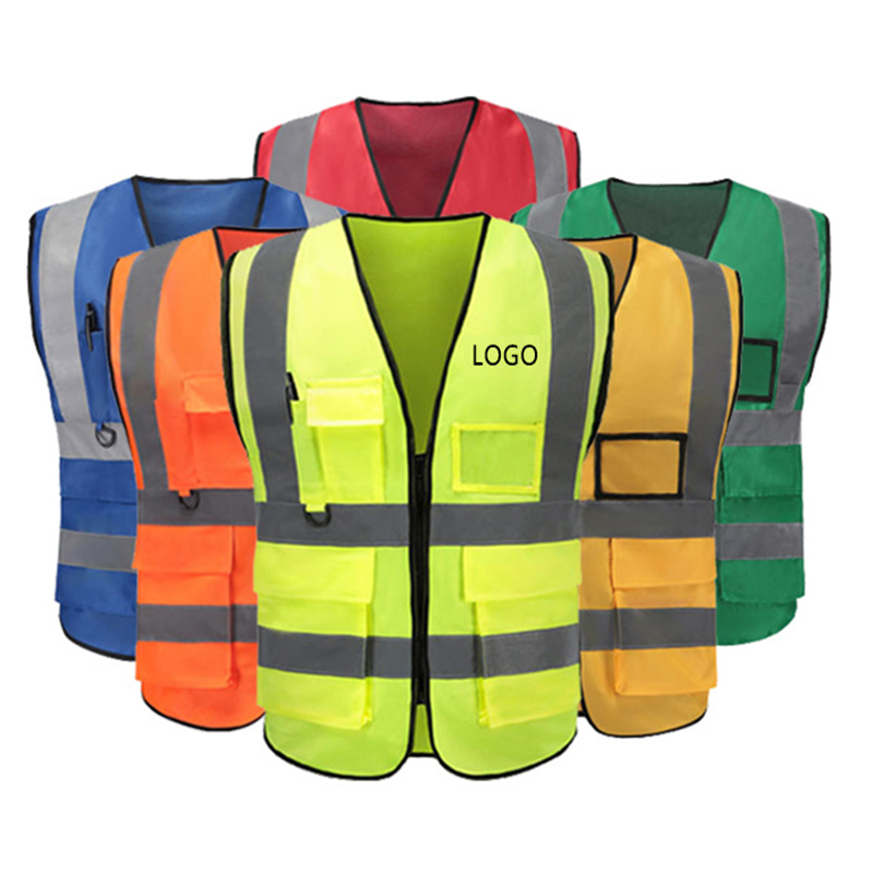 High Visibility Working Safety Construction Warning Reflective Traffic Work Vest Green Reflect Safe Clothing Men's Vests 4 Colors