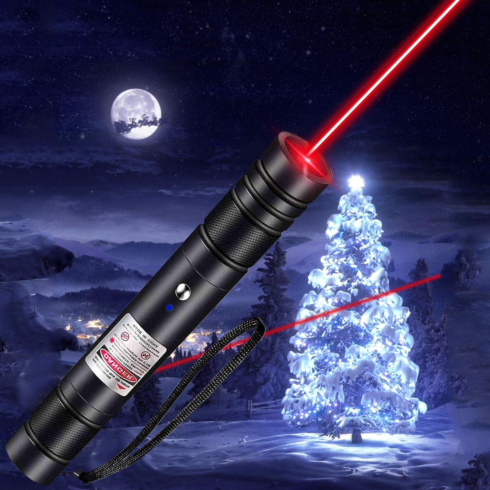 Laser Pointer High Power Rechargeable Lazer Pointer, Laser Pen with Long Range Adjustable Focus with Star Cap, Astronomy, Cats Dogs (Red)