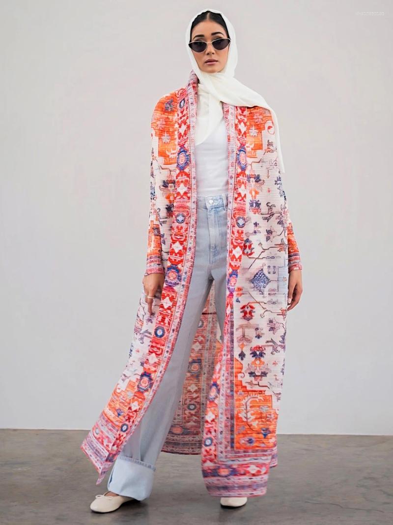 Ethnic Clothing Abaya Ramadan 2025 Evening Formal Robe For Women Casual Elegant Dubai Pleated Long Sleeve Cardigan Trench Coats free shippin