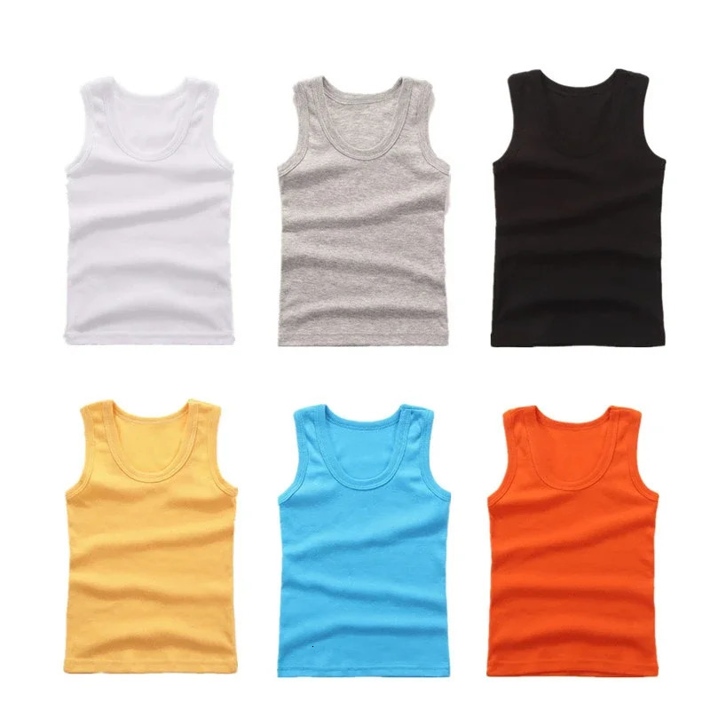 Children Vests T-shirts Summer Boys Girls Cotton Sports Tops Waistcoat Pure Color Casual Kids Vest 250508