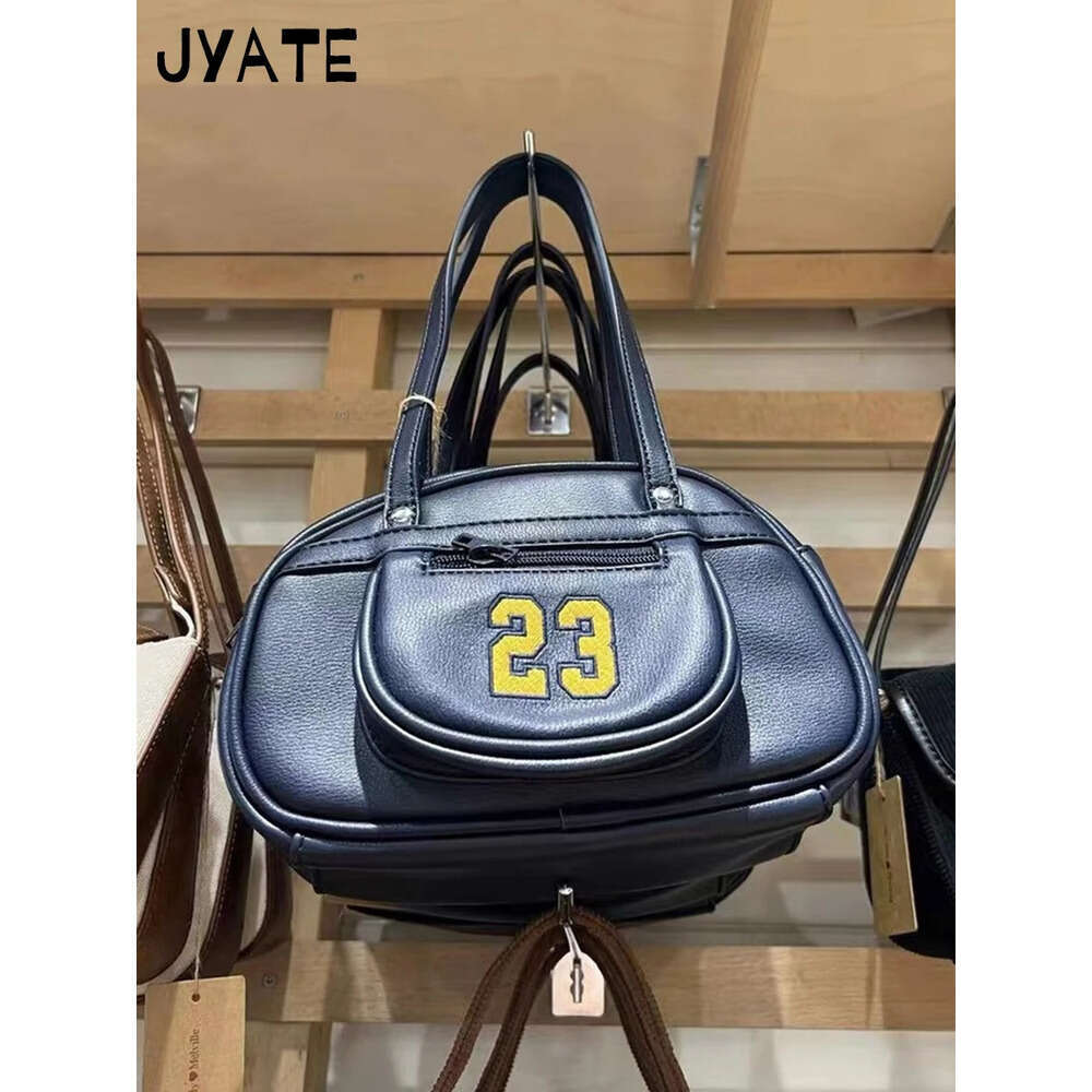 Fashion 23 Embroidery Navy Shoulder Bag Preppy Style Zipper High Quality Ladies Bags New Vintage Street Chic Handbags Y2K