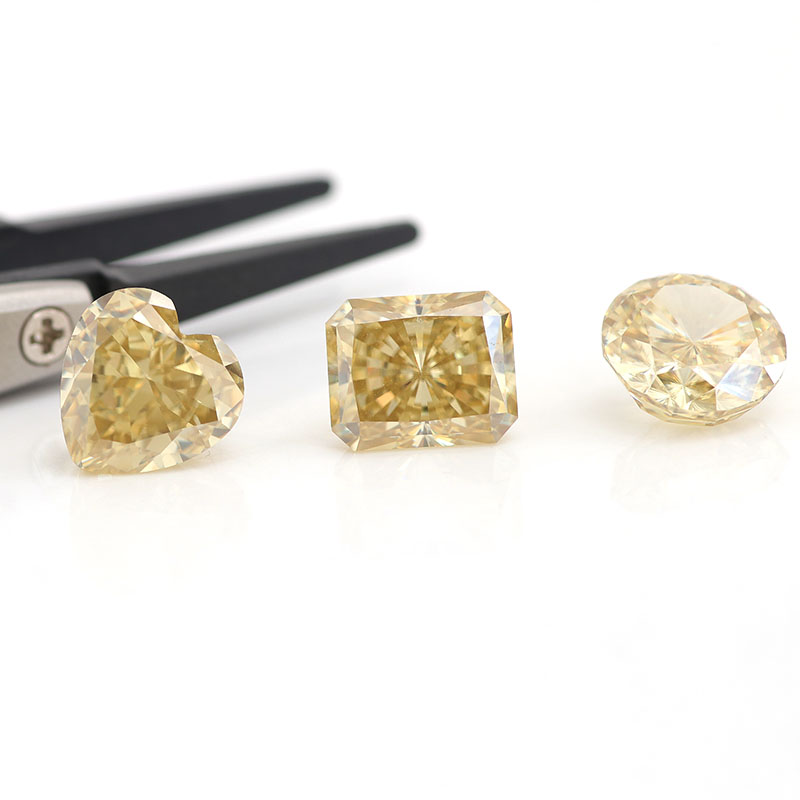 Moissanite Loose Stone 1ct-4ct Yellow Color Excellent Round Radiant Heart Cut Mossant Diamond Gemstone For Jewelry Making With GRA Report