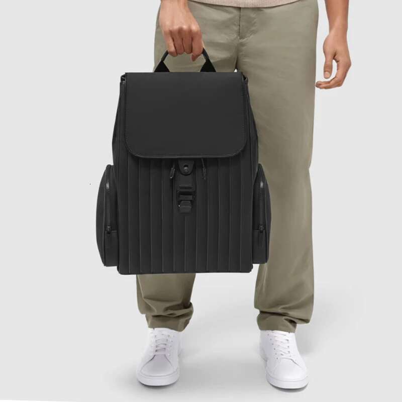 Brand Design Men High-Quality Leather Texture 15.6 Inch Large Travel Business Backpack