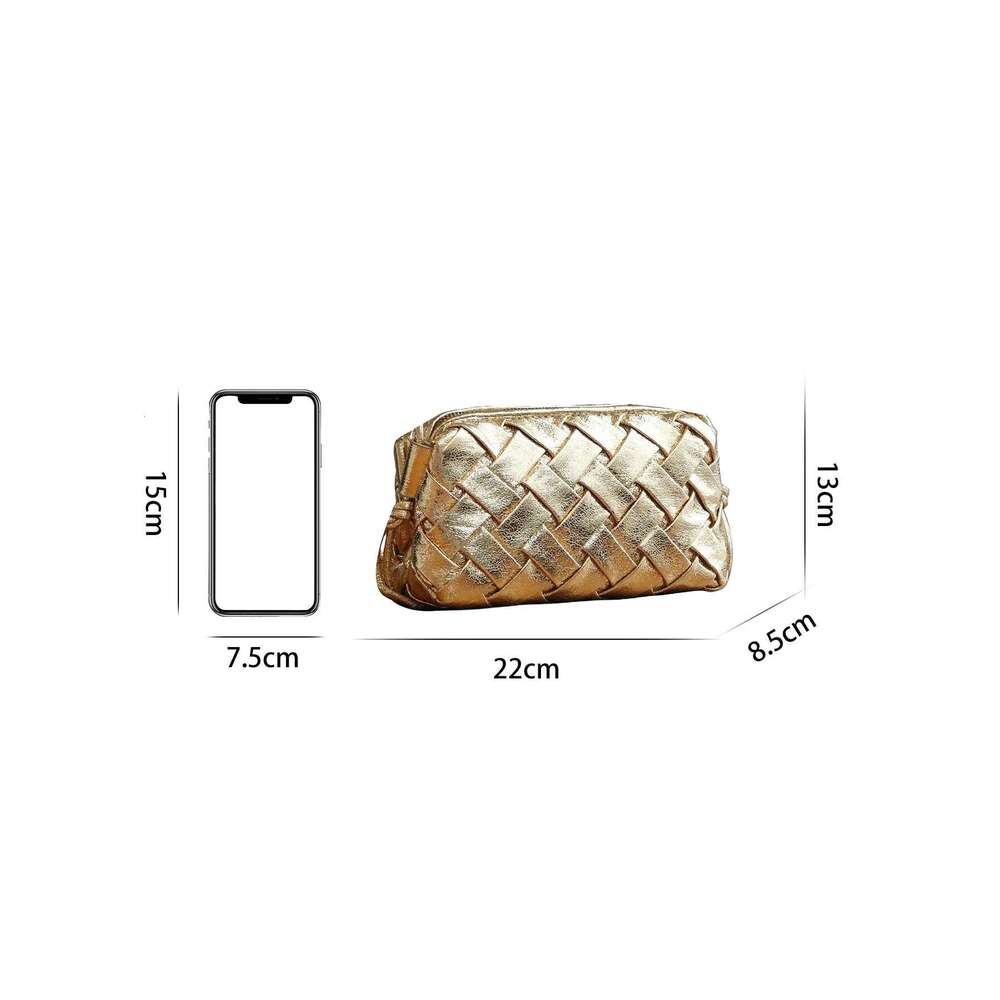 2024 New Handbag Fashion Trend Burst Crack Gold Woven Emed Slung Joker Mini Mobile Phone Bag Shoulder Str