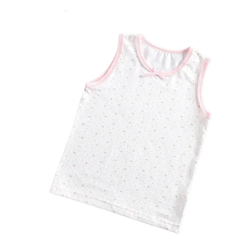 Kids Vest Tank Top Girl Tops Soft Korean Style Pink/Flowered 100-150Yard Cute Fashionable Wear Toddler Tops Teenage Clothes 250508