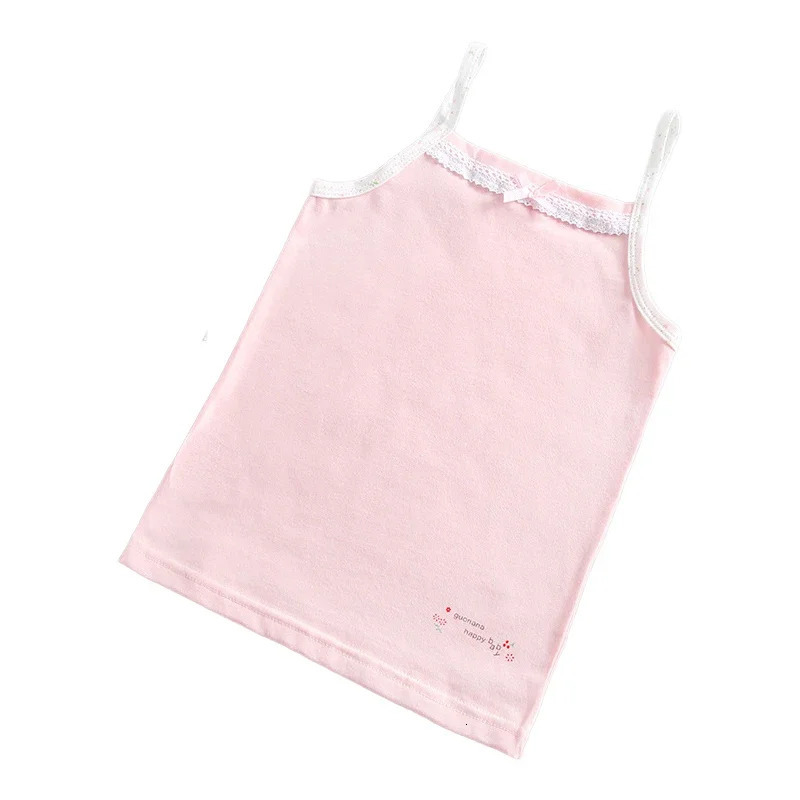 Kids Vest Tank Top Girl Tops Soft Korean Style Cute Cami Tops Wear Pink/Flowered 100-150Yard Toddler Tops Teenage Clothes 250508