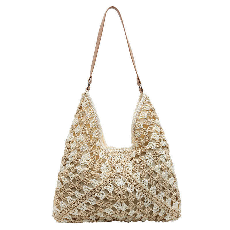 New fashionable and artistic small fresh woven bag for leisure and vacation, versatile large capacity single shoulder beach bag for women