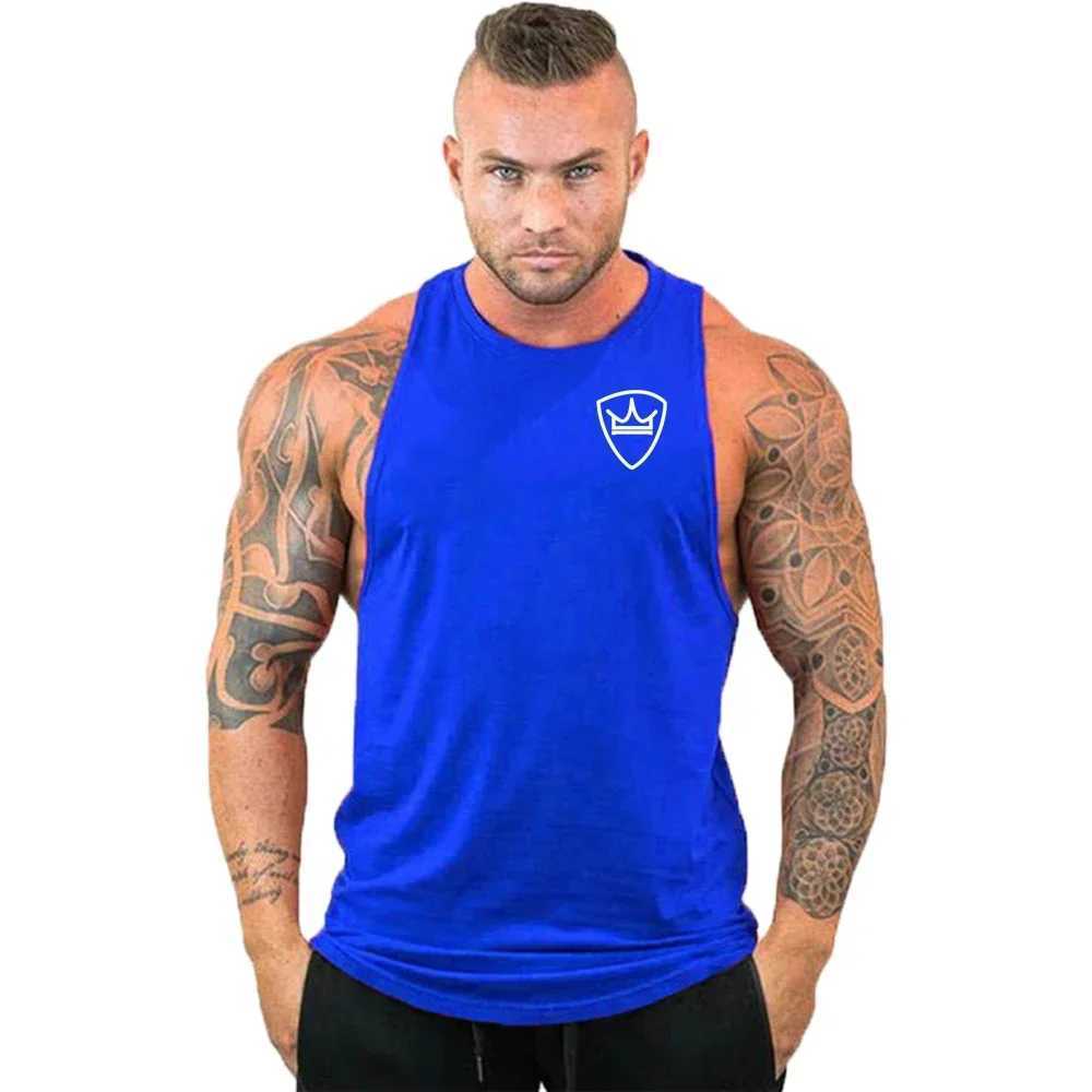 Mens Bodybuilding Clothing Cotton Sleeveless Shirt Brand Gym Stringer Tank Top Mens Fitness Vest Singlet Sportwear Workout Tanktop W250508