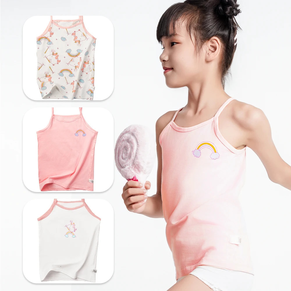 2 PCS/Lot Girls Tank Tops Kids Color Sleeveless Vest Teenagers Top Tees 2-12 Years Childrens Undershirts Breathable Cotter 250508