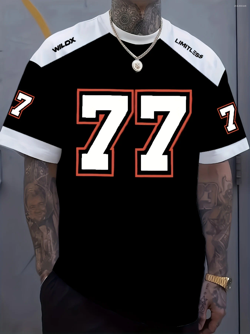 Mens T Shirts T-shirt Retro Sport 77 Series Vintage Inspired 3D Printed Sportswear Summer Polyester Tee For Gym Clothes