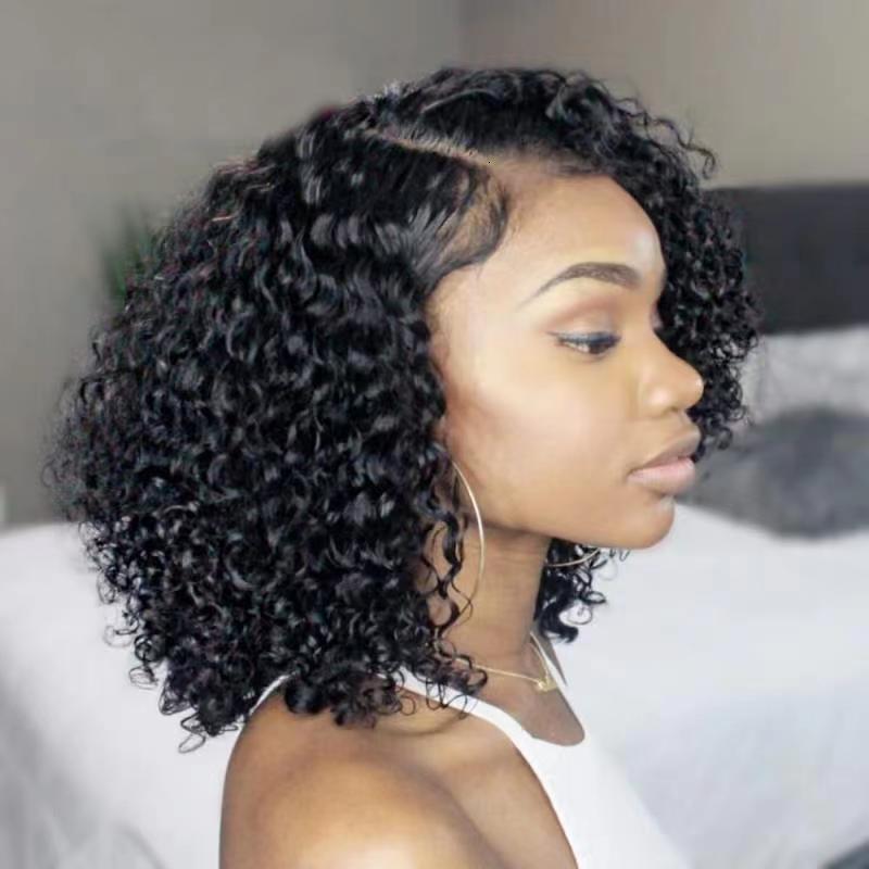 chemical New fiber front lace wig womens short curly hair chemical fiber headgear