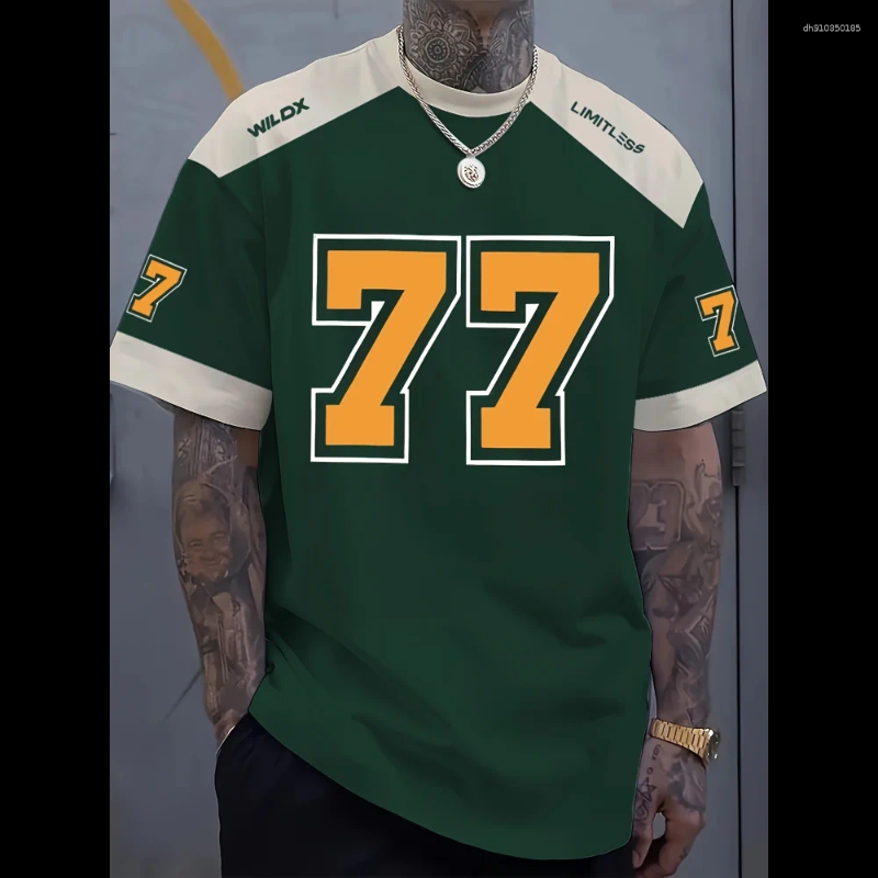 Mens T Shirts T-shirt Retro Sport 77 Series Vintage Inspired 3D Printed Sportswear Summer Polyester Tee For Gym Clothes