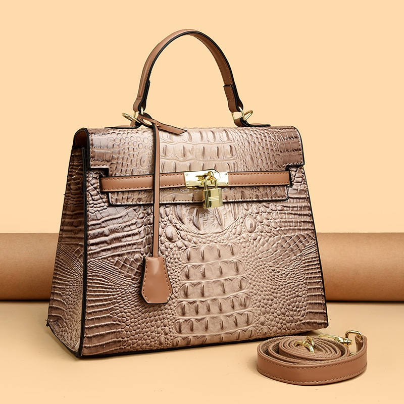 2025 Best Seller Classic Kelly-Inspired Crocodile Bag - Premium Structured Box Shoulder Bag Vintage-Inspired Crossbody Bag for Women