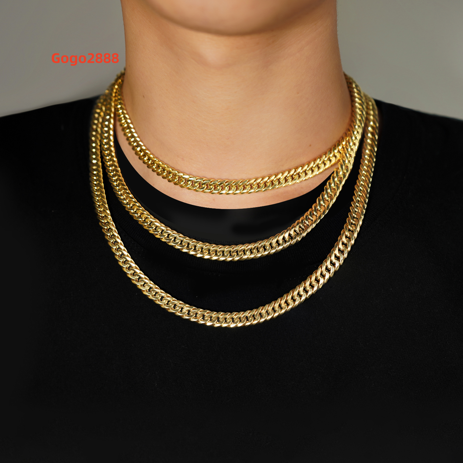 Wholesale 18K Gold Cuban Chain Fine Necklace Custom Hip Hop Men Jewelry Waterproof Thick Chain for Mens Gift Wedding Party