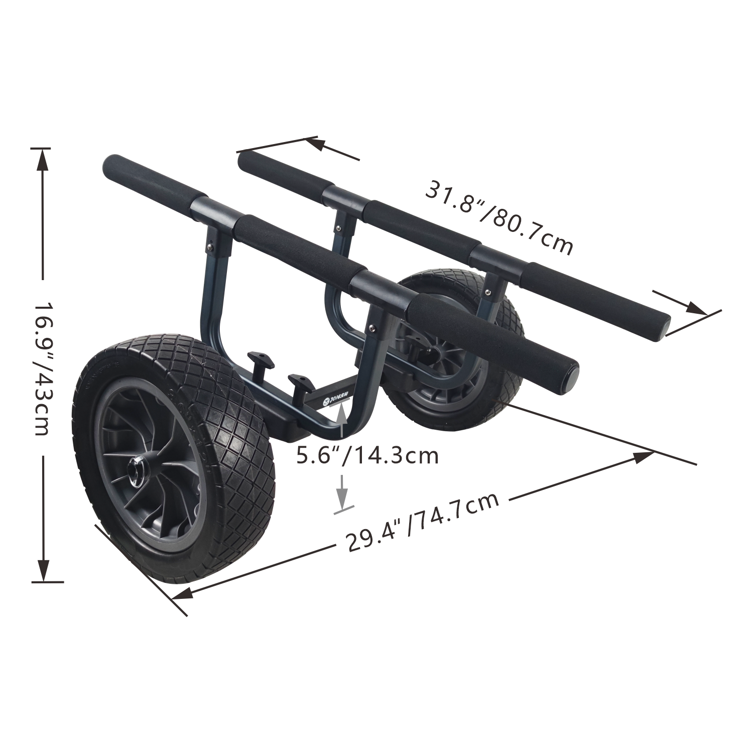 Heavy Duty Kayak Cart, Width Adjustable Canoe Cart with 12inch Flatfree Beach Wheels Boat Dolly Cart Transport Carrier