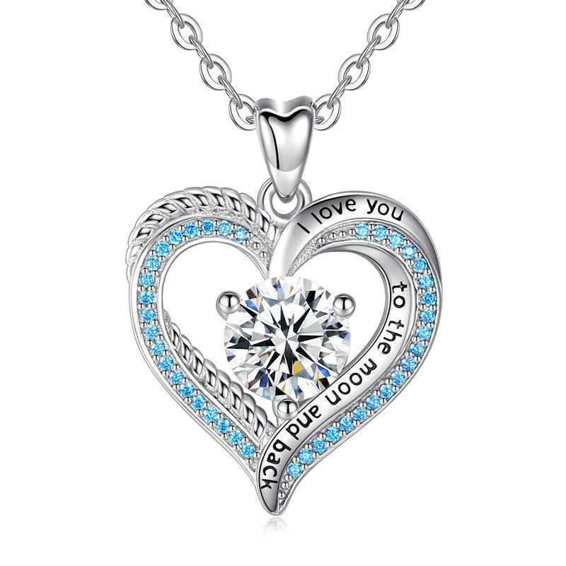 Luxury Customizable I Love You Heart Shaped Neckpiece Featuring Sparkling Cubic Zircons