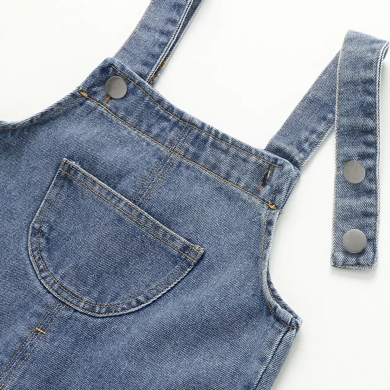 Children Clothing Infant Baby Boys Girls Jeans Jumpsuits Solid Denim Pants Toddler Kids Overalls Outfits 250508