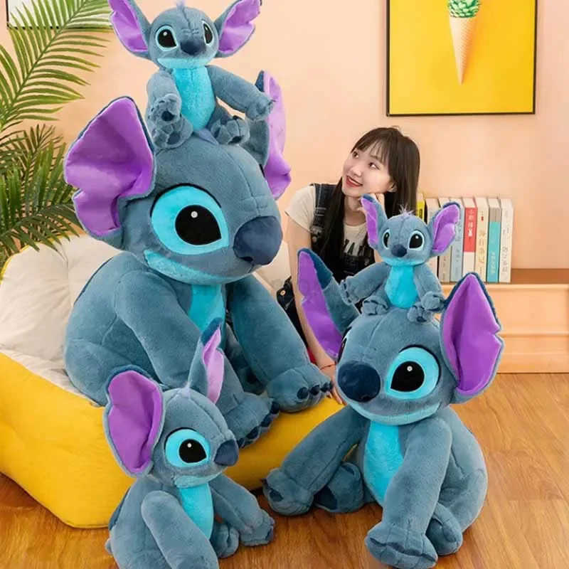 Disney Stitch Plush Toys Dolls Anime Stitch Sitting Stitch 45/60cm Cartoon Stuffed Doll Childrens Comforting Pillow Kids Gifts Z250508