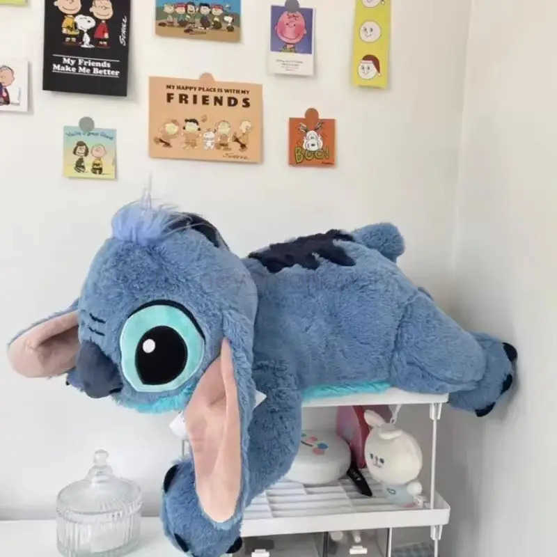 Disney 45/60/80cm Stitch Doll Plush Toys Lilo Stitch Plush Stuffed Doll Soft Pillow Prone Posture Dark/Light Blue Cute Gift Toys Z250508