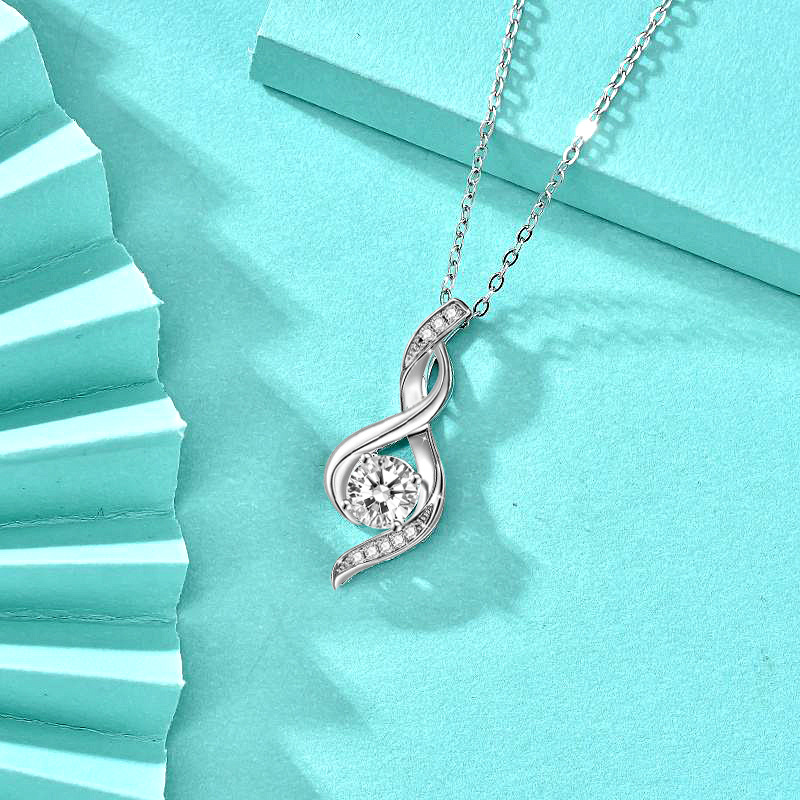 Chic Cubic Zirconia Inlaid 925 Silver Ribbon Pendent - A Radiant Addition To Your Jewellery Collectio
