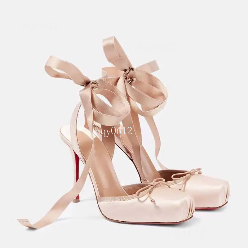 designer Womens rear air fine high-heeled sandals square headband butterfly wedding party ballet high heels 2025 summer new style W250416