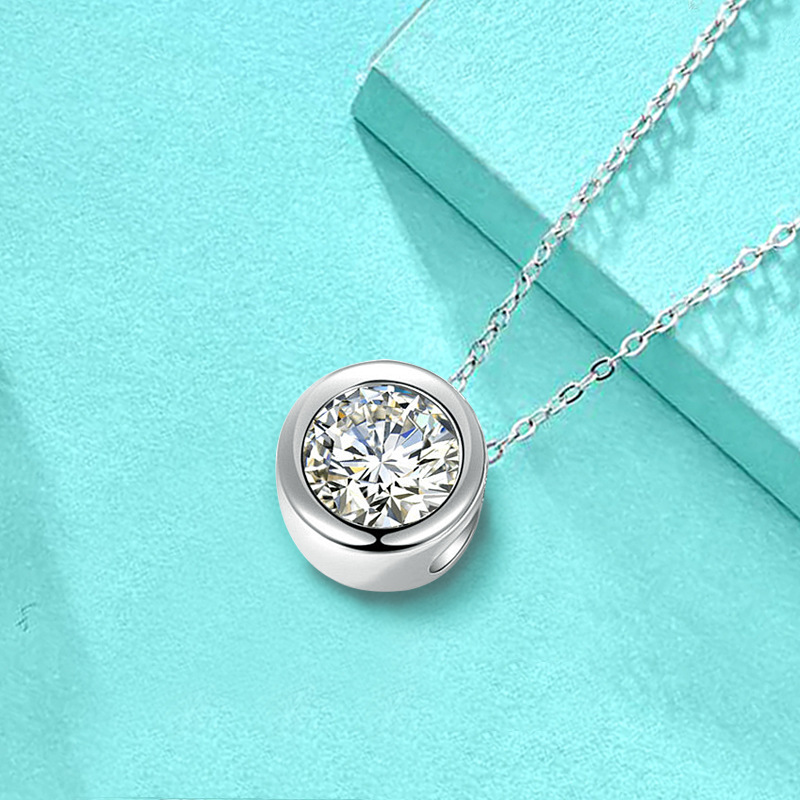Chic & Sophisticated Unisex 925 Sterling Silver Chain Link Necklace Featuring a Sparkling Bubble-Zirconium Drop