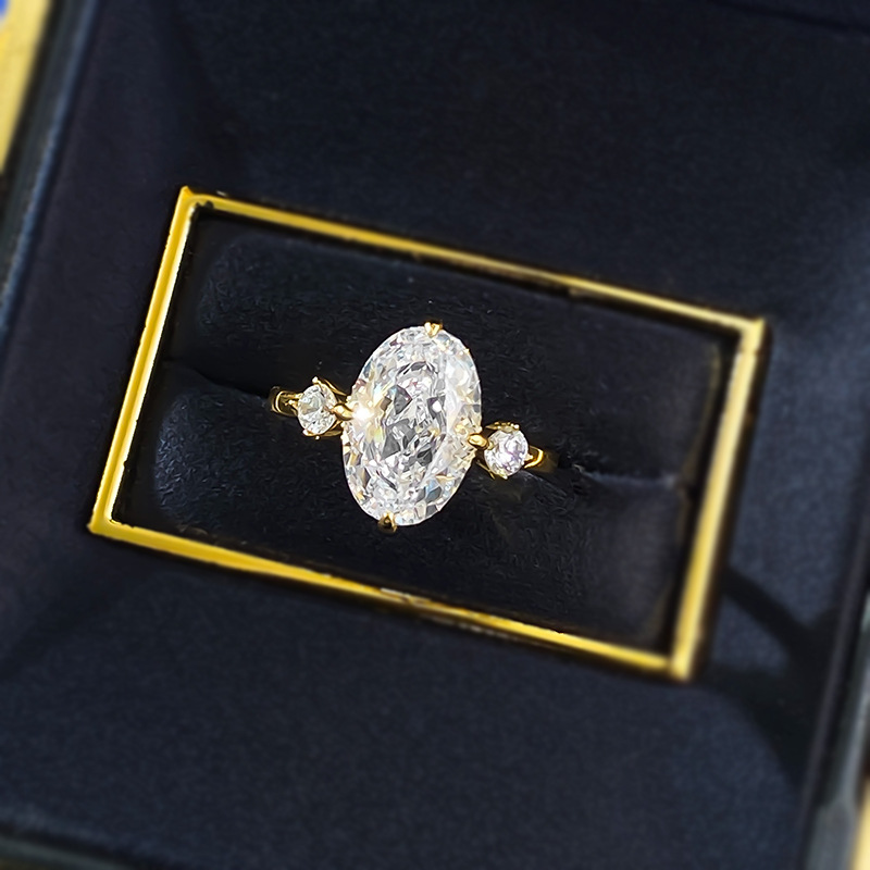Rulalei Brand New Wedding Rings Jewelry Real 100% Sterling Sier Large Oval Cut White Moissanite Dia Gold Party Eternity Women Bride Ring Gift