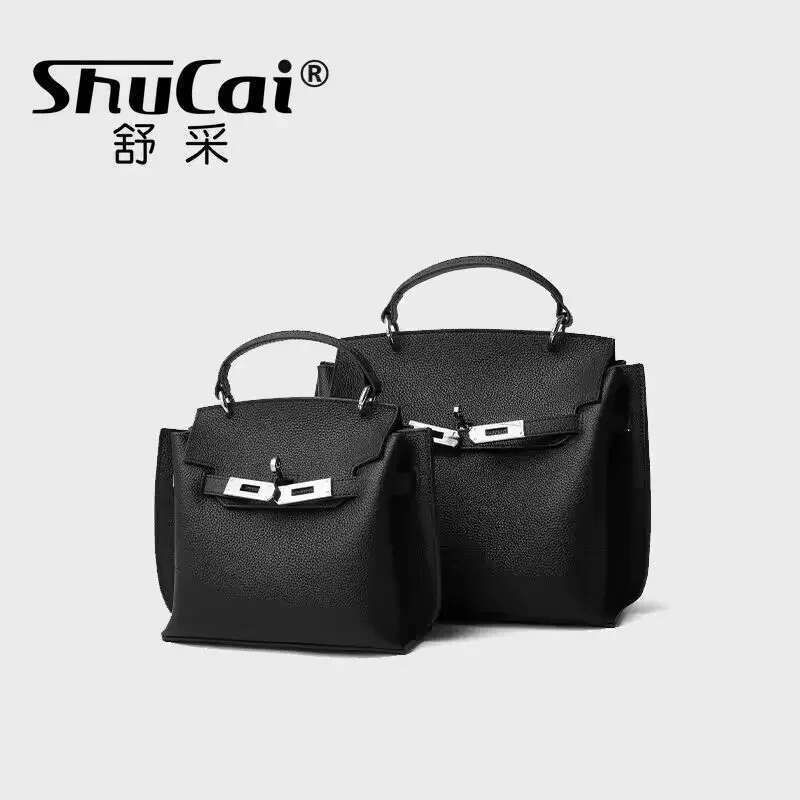 Genuine Leather Fashion Women Shouler Cross Small Black Bags Designer Ladies Large Handbag For Woman