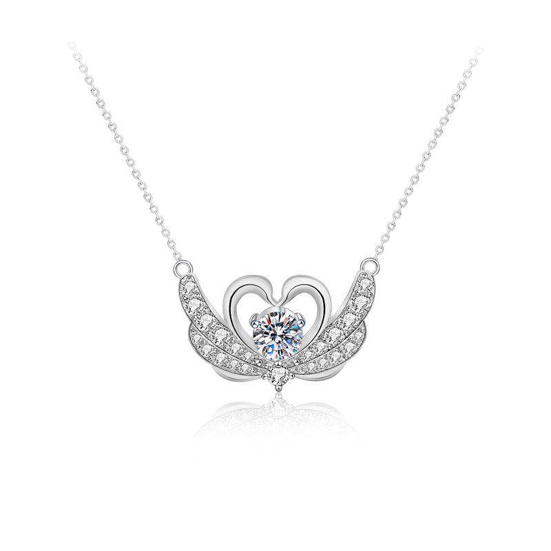 925 Sterling Silver Swan Necklace with High-Grade Moissanite Pendant, New Design, Perfect for Neck Chains