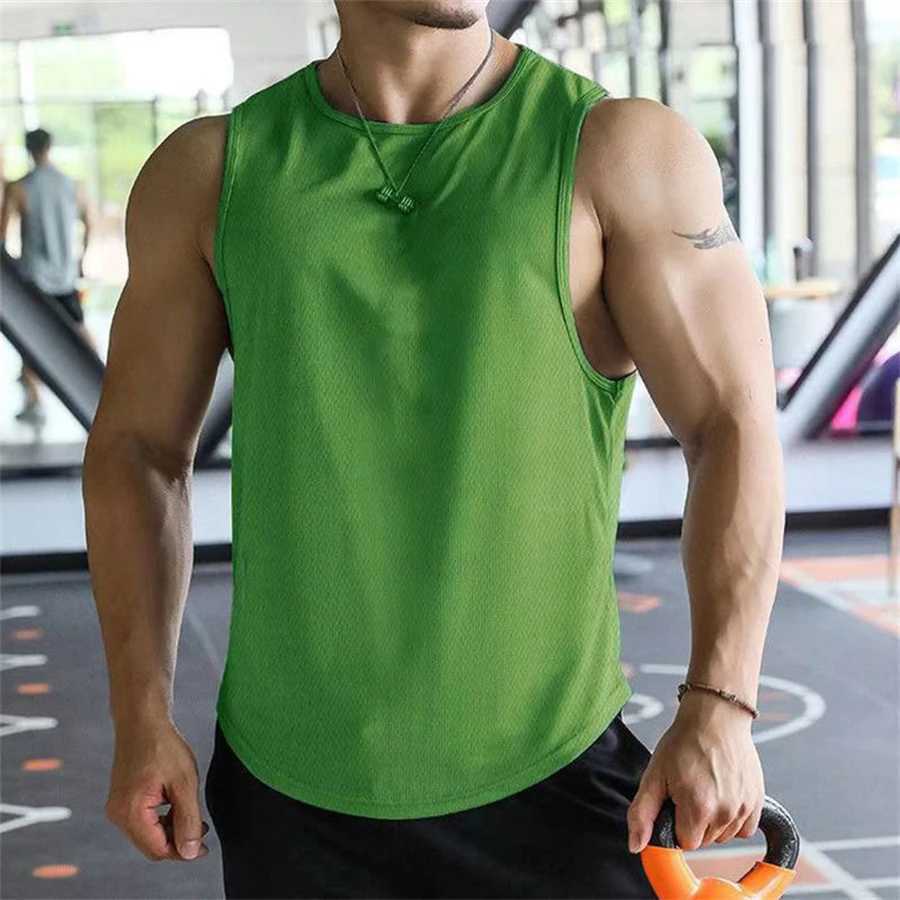 2024 new Men Tank Tops Sleeveless Shirt Polyester Mesh Material Quick Dry Breathable Men Workout Fitness Basketball Top Tee W250508