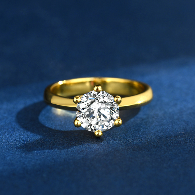 2Ct Drop Ship Wedding Rings Classical Six Claw Simple Fashion Jewelry 925 Sterling Silver 18k Gold Fill Round Lab Moissanite Diamond Party Eternity La