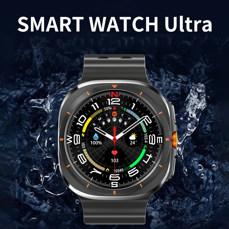 La New Watch Ultra Smartwatch comprend une surveillance de l'oxygène sanguin de fréquence cardiaque, une boussole, un enregistrement vocal AI et