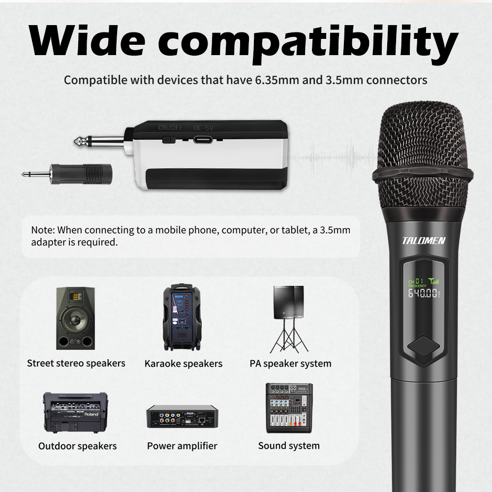 Wireless Microphone,Professional Dual Handheld Cordless Dynamic Mic System(160 Ft),Karaoke Microphone Set for Singing,Karaoke,Wedding,DJ,Party,Speech,