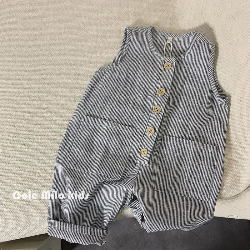 Kids Overalls Ankle Length Drawstring Loose Straight Striped Simple Fashionable able Comfortable Summer Kids Unisex 250508