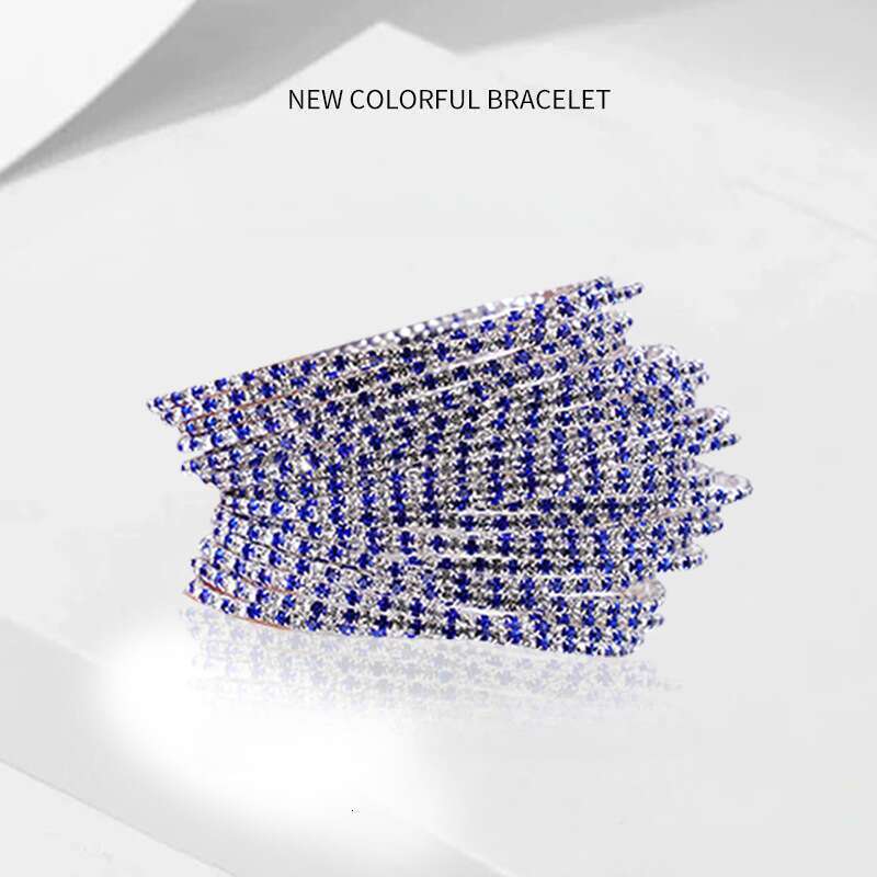 dia studded elastic single row colorful rhinestone womens grip chain full dia bracelet personalized and creative